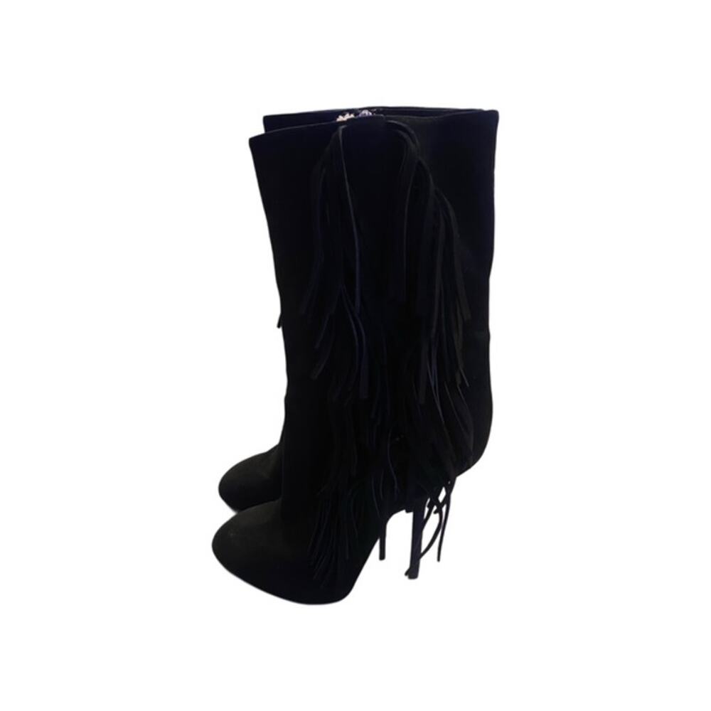 Giuseppe Zanotti Black Fringe Leather Heeled Boots Women’s EU 41 US 10